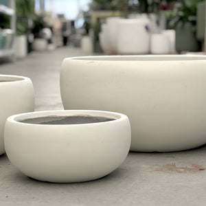 Asher Low Bowl Planter White Close Up