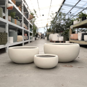 Asher Low Bowl Planter White Empty