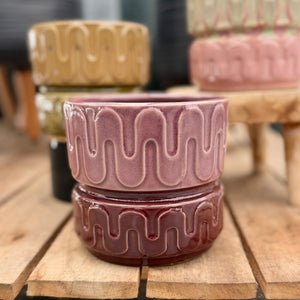Potted Groovy Indoor Planter Medium in Mulberry