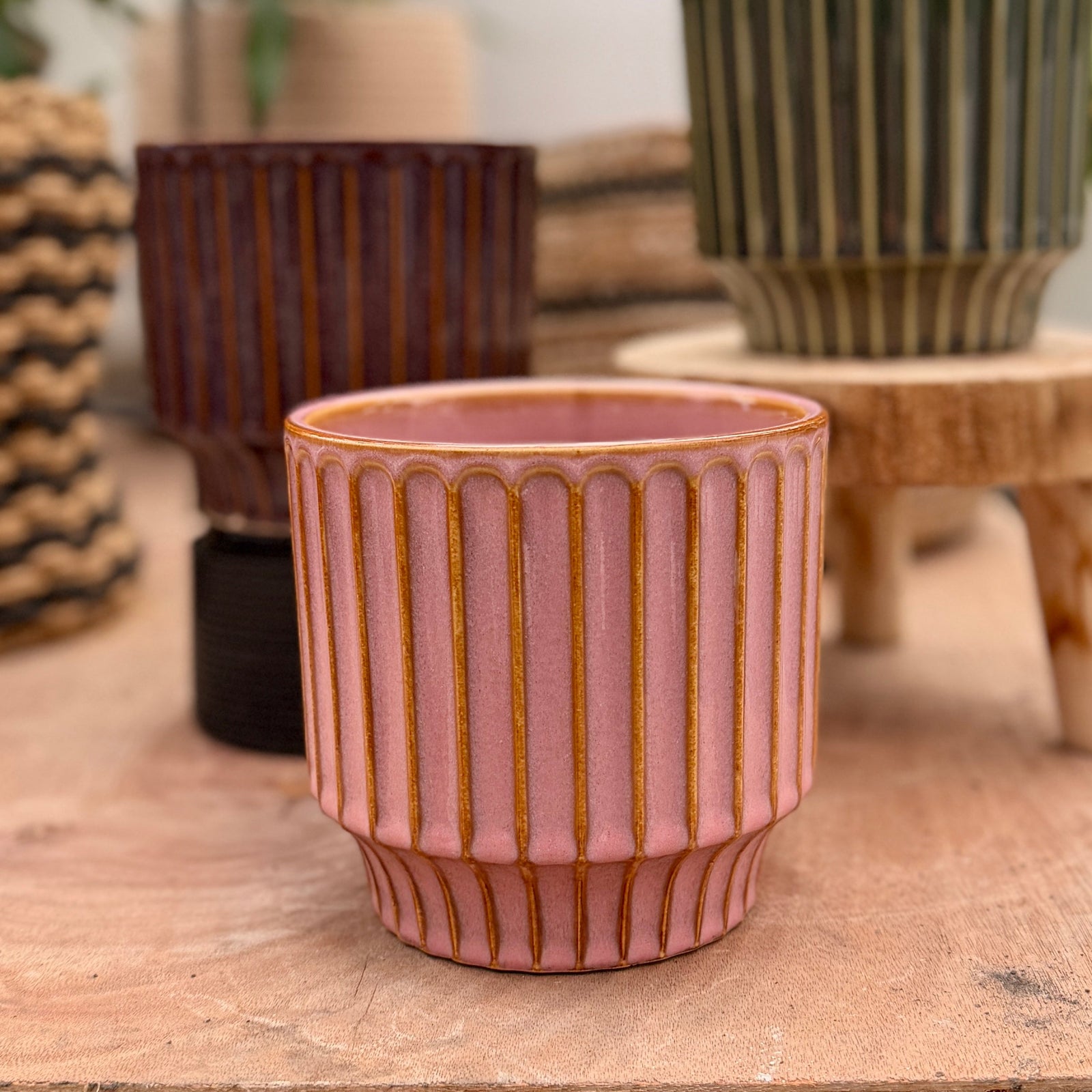 Potted Pillar Planter in Blush