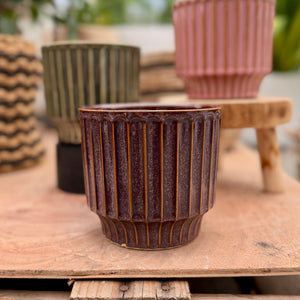 Potted Pillar Planter in Plum