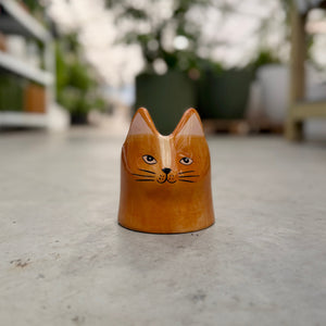 Small orange cat plant pot