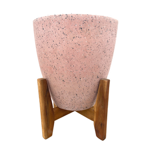 Cement Egg Pot with Timber Stand